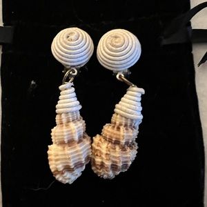 Shell drop clip on earrings